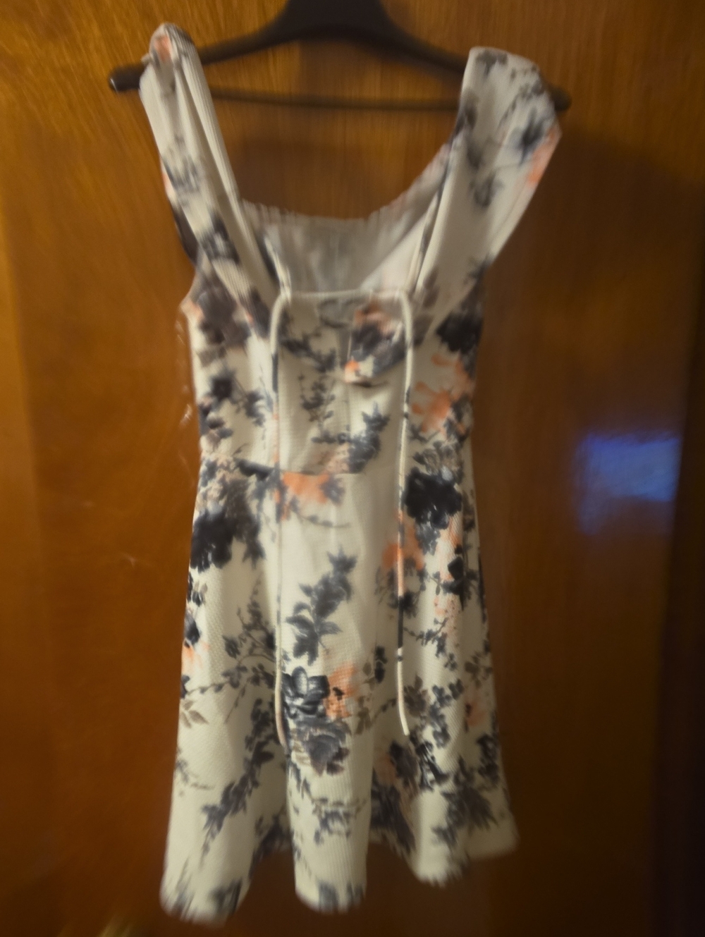 Charlotte Russe White Floral Midi Dress with Navy & Peach Prints